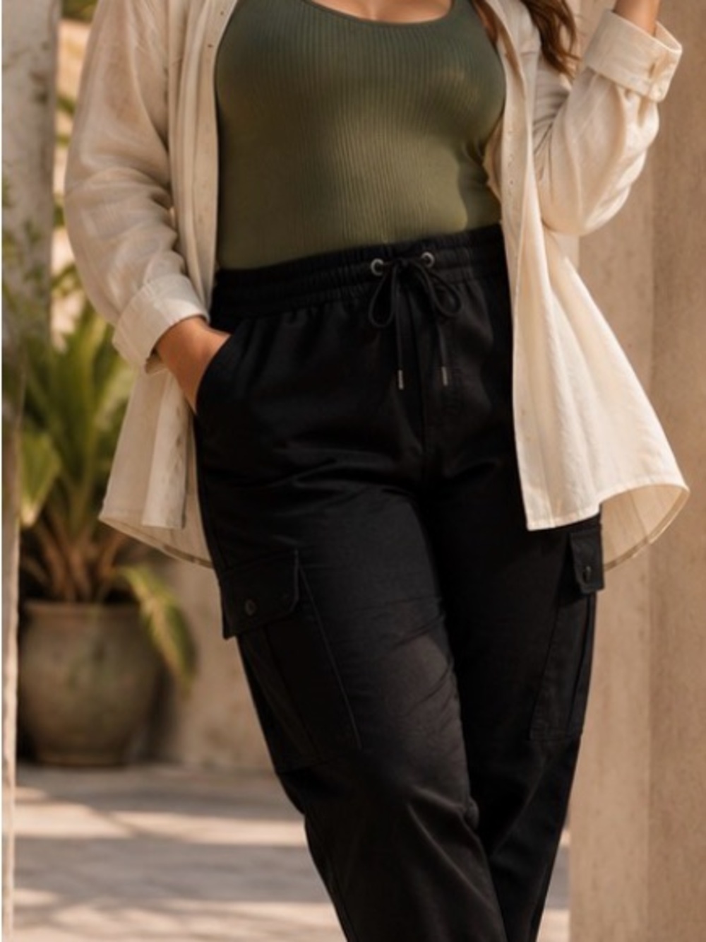 American Bazi Black Utility Cargo Jogger Pants NWT Plus Size 2X
